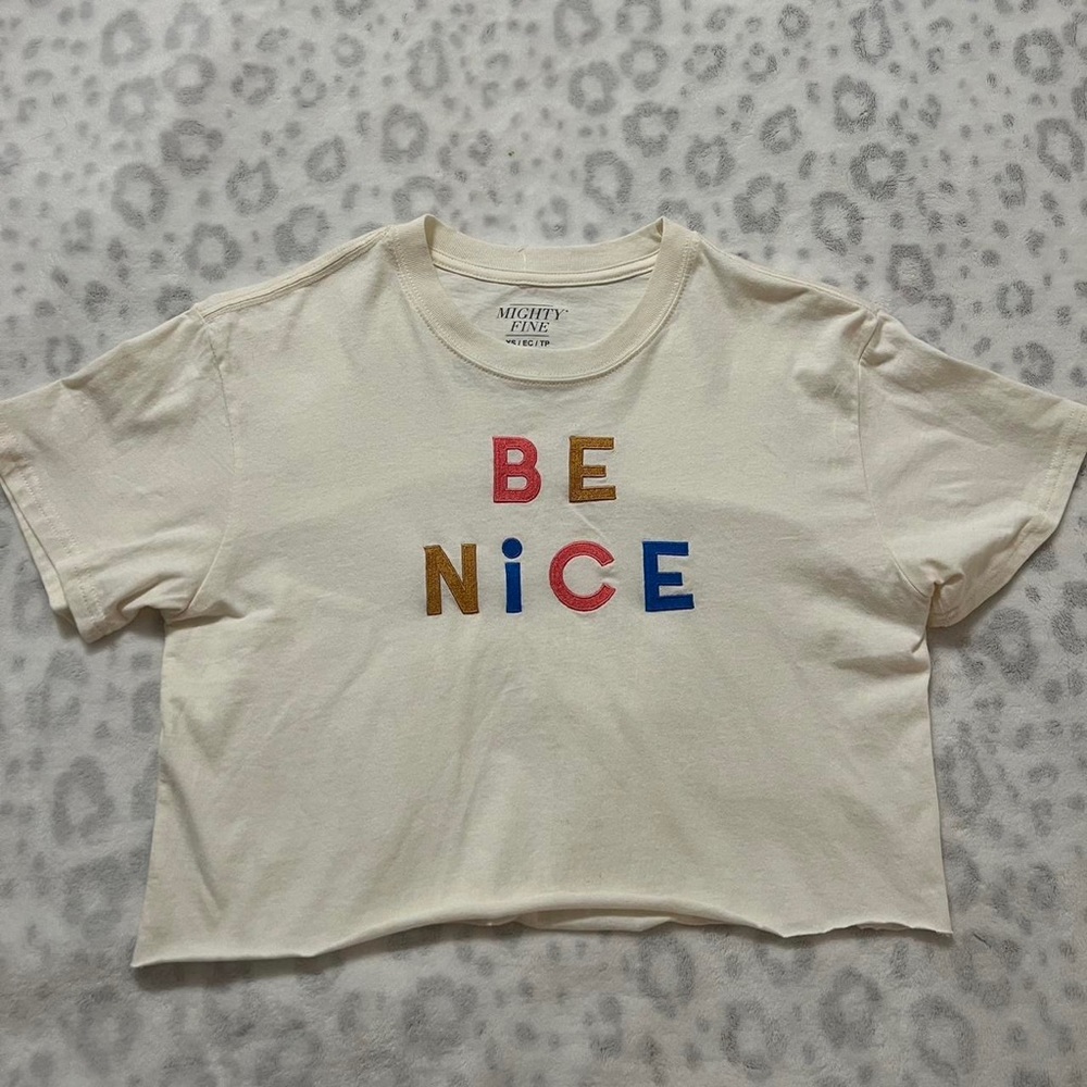 rainbow “be nice” cropped t shirt top